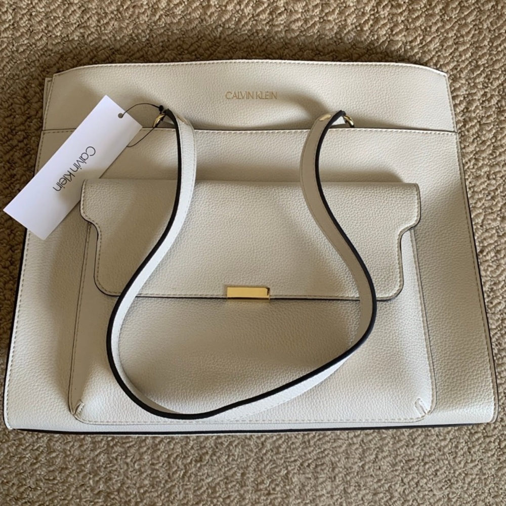NWT Calvin Klein Elegant Cream Tote Bag